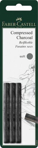 Вугілля пресоване Faber-Castell Compressed Charcoal stick Soft, 3 штуки твердість - м'які, 129997 129997 фото