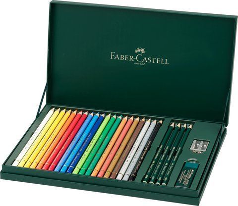 Олівці кольорові Faber-Castell POLYCHROMOS 20 кольорів в подарунковій коробці з аксесуарами, 210051 210051 фото