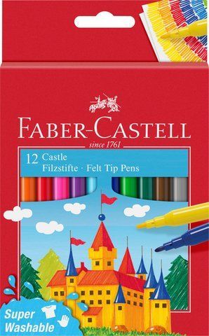 Фломастеры "Замок" Faber-Castell Felt tip pen Castle в картонной коробке 12 цветов, 554201 554201 фото
