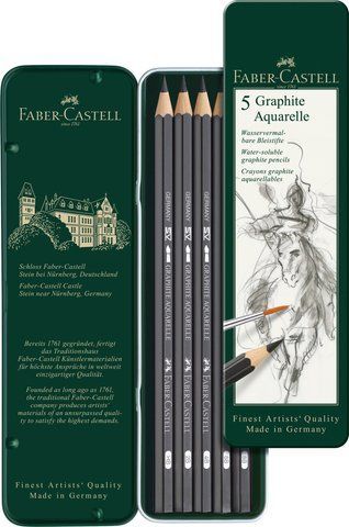 Набір акварельних чорнографітних олівців Faber-Castell Graphite Aquarelle у металевій коробці, 117805 117805 фото