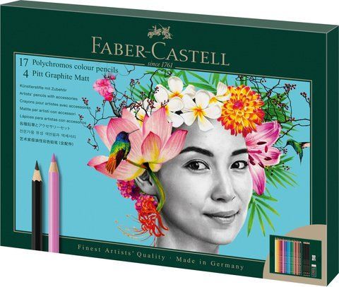 Олівці кольорові художні Faber-Castell POLYCHROMOS 17 кольорів з аксесуарами, 210052 210052 фото