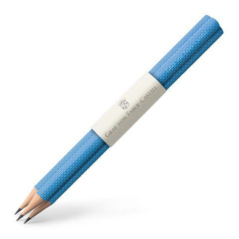 Олівці чорнографітні Graf von Faber-Castell Guilloche Gulf Blue, корпус блакитний, 3 штуки, 118631 118631 фото