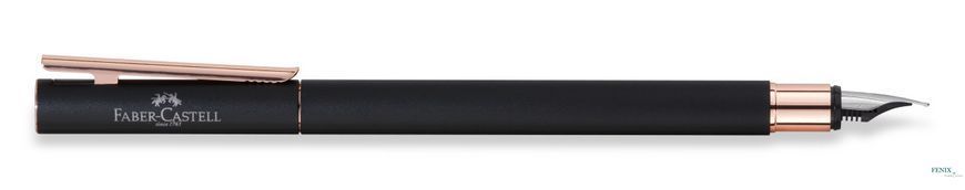 Ручка перова Faber-Castell NEO Slim Metal Black Rosegold чорний метал із рожевим золотом, перо F, 343101 343101 фото