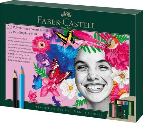 Олівці кольорові художні Faber-Castell POLYCHROMOS 32 кольора з аксесуарами, 210053 210053 фото