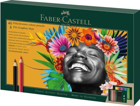 Олівці кольорові художні Faber-Castell POLYCHROMOS 40 кольорів з аксесуарами, 210054 210054 фото