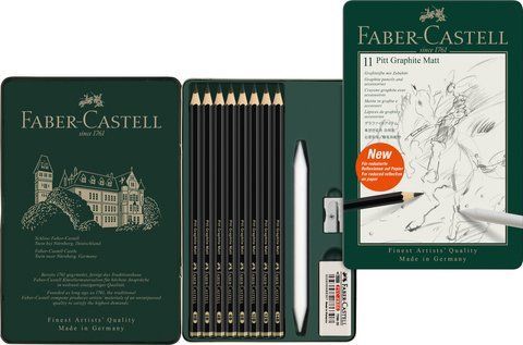 Набор матовых чернографитных карандашей Faber-Castell Pitt Graphite Matt, в метал. коробке (НВ-14В), 115220 115220 фото