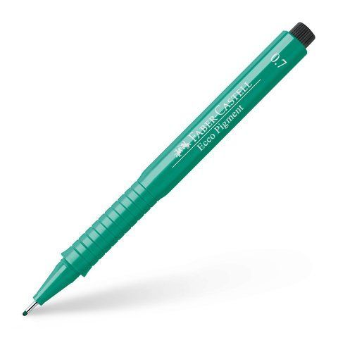 Ручка капілярна для графічних робіт Faber-Castell Ecco Pigment, діаметр 0,7 мм, колір зелений, 166763 166763 фото