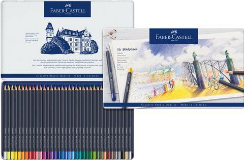 Кольорові олівці Faber-Castell Goldfaber Colour pencil в металевій коробці, 36 кольорів, 114736 114736 фото