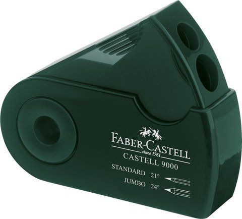 Подвійна стругачка Faber-Castell Castell 9000 Twin з контейнером, колір темно-зелений, 582800 582800 фото