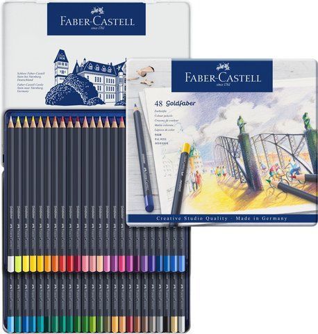 Кольорові олівці Faber-Castell Goldfaber Colour pencil в металевій коробці, 48 кольорів, 114748 114748 фото