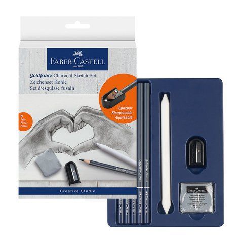Набір вугільних олівців з аксесуарами Faber-Castell Goldfaber Charcoal Sketch Starter Set, 8 предметів, 114006 114006 фото
