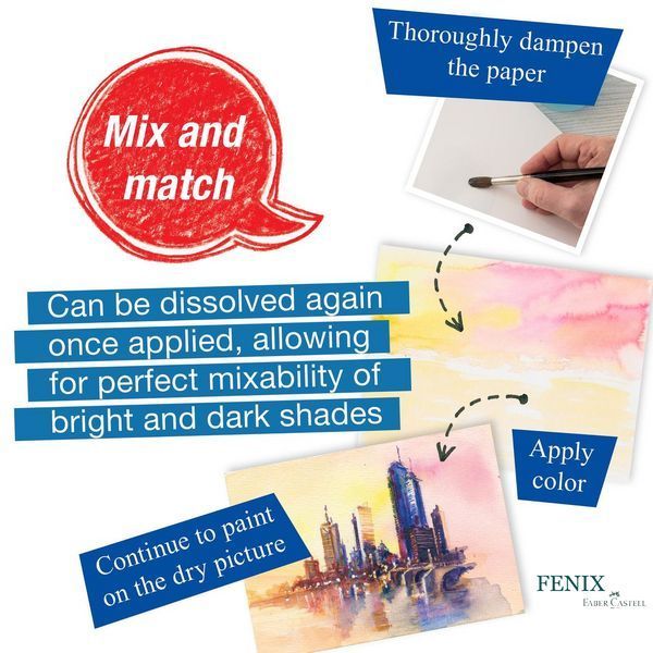 Акварель художня Faber-Castell Watercolours 12 кольорів у тубах по 9 мл + палітра для змішування, 169612 169612 фото