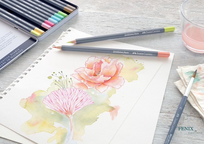 Акварельні олівці Faber-Castell Goldfaber Aqua в металевій коробці, 12 пастельних кольорів,114622 114622 фото