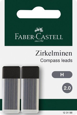 Графітний грифель для циркуля Faber-Castell (діаметр 2.0 мм), 6 грифелей в пеналі, 2 шт. в наборі, 123198 123198 фото