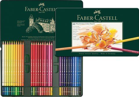 Олівці кольорові художні Faber-Castell POLYCHROMOS 60 кольорів в металевій коробці, 110060 110060 фото