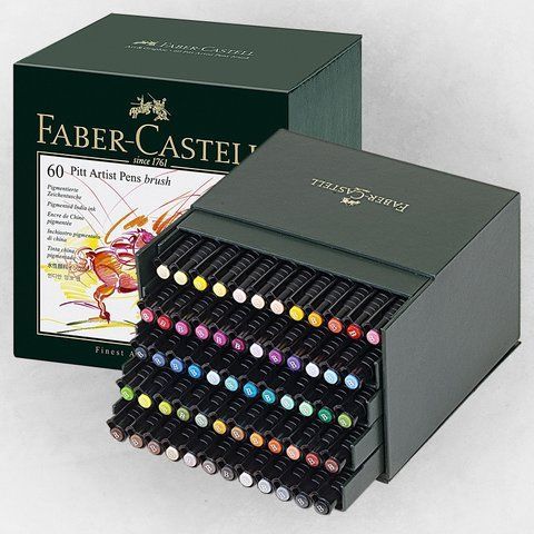 Набір капілярних ручок-пензликів Faber-Castell PITT&reg; ARTIST PEN BRUSH STUDIO BOX, 60 кольорів, 167150 167150 фото