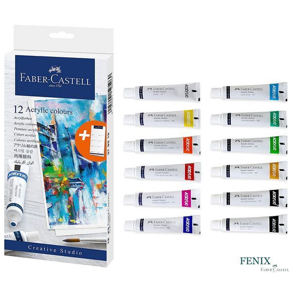Фарби акрилові 12 кольорів Faber-Castell Creative Studio, 12 туб х 20 мл, 379212 379212 фото