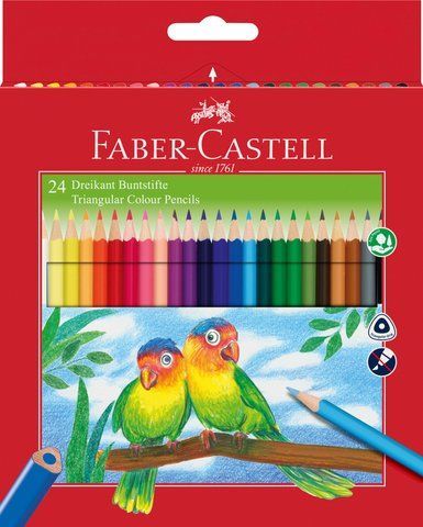 Карандаши цветные Faber-Castell 24 цвета трехгранные + точилка, 120524 120524 фото
