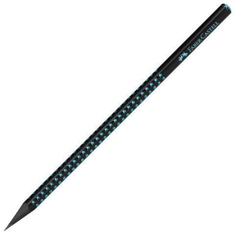 Олівець чорнографітний Faber-Castell Grip Sparkle Midnight Ocean, чорне дерево з блакитними цяточками, 118268 118268 фото