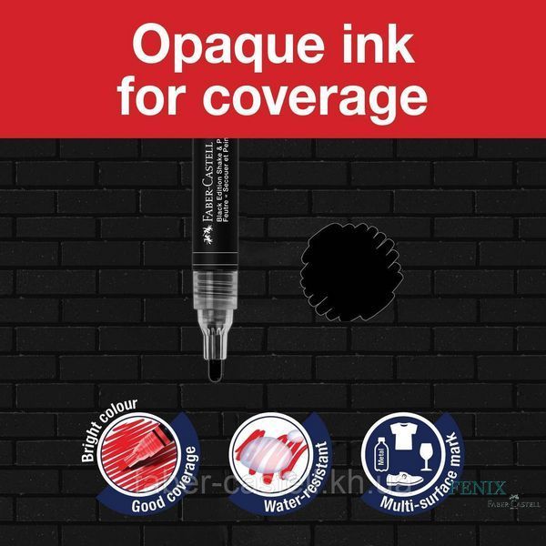 Акриловий двобічний маркер Faber-Castell Black Edition Shake & Paint Acrylic Marker, колір чорний, 285598 285598 фото