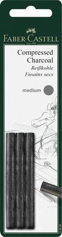 Вугілля пресоване Faber-Castell Compressed Charcoal stick Medium, 3 штуки середньої твердості, 129999 129999 фото