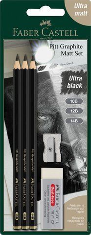 Набор матовых чернографитных карандашей Faber-Castell Pitt Graphite Matt + точилка + ластик, 115297 115297 фото