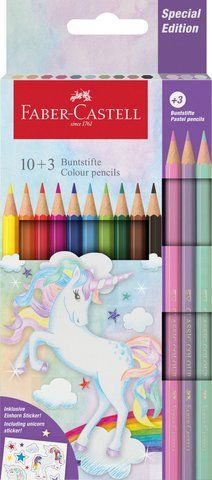 Карандаши цветные Faber-Castell Classic Colour Unicorn 10 классических цветов + 3 пастельных цвета, 111219 111219 фото