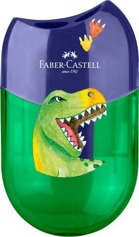 Подвійна стругачка з контейнером Faber-Castell Double Dino, дизайн динозавр, 183552 183552 фото