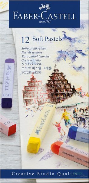 Набор мягких пастельных мелков Faber-Castell Soft Pastels длина мелка 70 мм, 12 цветов, 128312 128312 фото