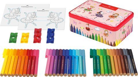 Фломастеры "Балерина" в металлической коробке Faber -Castell Connector "Скрепляй вместе" 33 цвета, 155534 155534 фото