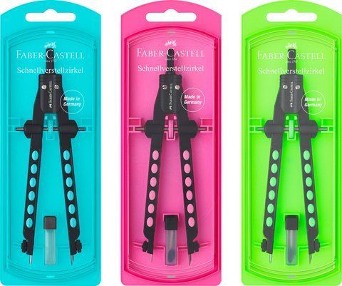Циркуль Faber-Castell Quick set compass FACTORY NEON діаметр до 340 мм, кольори асорті неон, 174335 174335 фото