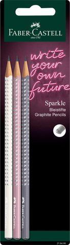 Набір чорнографітових олівців Faber-Castell Grip Sparkle, 3 шт. різних кольорів корпуса, 218485 218485 фото