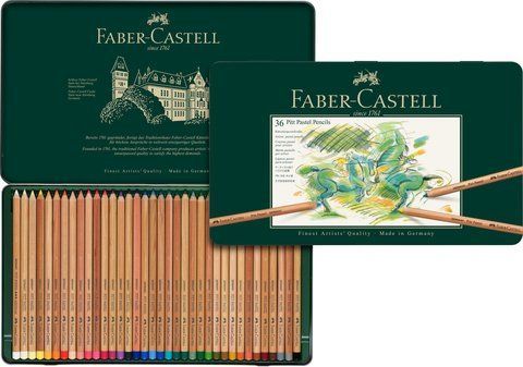 Набір пастельних олівців Faber-Castell PITT PASTEL 36 кольорів в металевій коробці, 112136 112136 фото