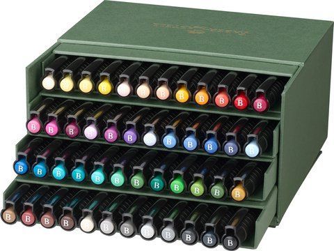 Набір капілярних ручок-пензликів Faber-Castell Pitt Artist Pen Brush India ink, 48 кольорів, 167192 167192 фото