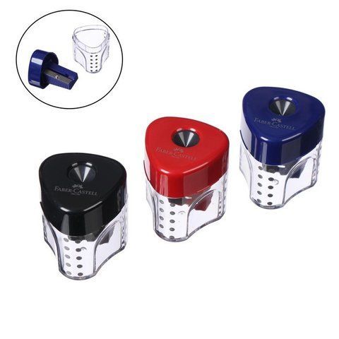 Стругачка одинарна кольорова з прозорим контейнером Faber-Castell Grip Mini, 183401 183401 фото