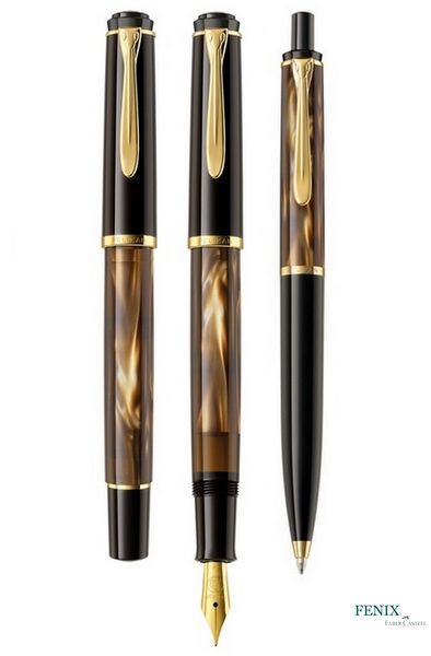 Ручка шариковая Pelikan Classic Brown Marbled К200, корпус черный с коричневым К200 фото