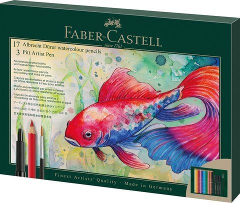 Набір акварельних олівців Faber-Castell Albrecht D&uuml;rer 17 кольорів з аксесуарами у картонній коробці, 217552 217552 фото