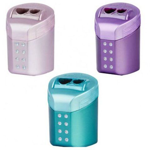 Подвійна стругачка Faber-Castell Sparkle RollOn з контейнером, коліри асорті, 183900 183900 фото