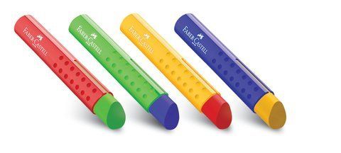 Ластик виниловый Faber-Castell TRI трехгранный в пластиковом корпусе, цветной, 182334 182334 фото