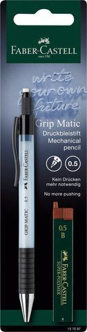 Карандаш механический Faber-Castell Grip Matic, корпус прозрачный голубой 0,5 мм + грифель В, 137597 137597 фото