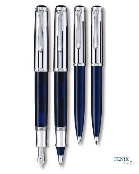 Ручка кульковая Pelikan Souver&auml;n Precious Metals Dark-Blue Transparent, корпус темно-синій, K625 K625 фото