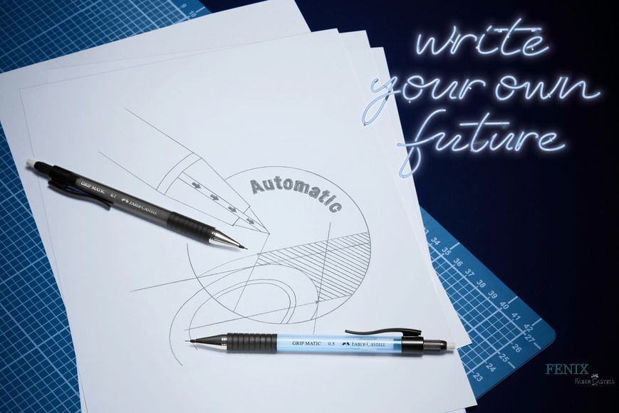 Олівець механічний Faber-Castell Grip Matic, корпус прозорий блакитний 0,5 мм + грифель В, 137597 137597 фото