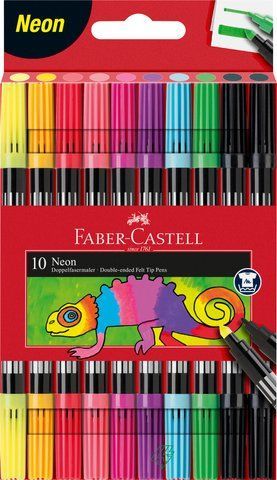 Фломастеры двухсторонние Faber-Castell Double-ended Fibre Tip NEON, 10 цветов, 151109 151109 фото