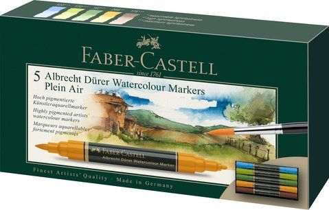 Акварельные двухсторонние маркеры Faber-Castell Albrecht D&uuml;rer Plein Air, Пленэр 5 цветов, 160309 160309 фото