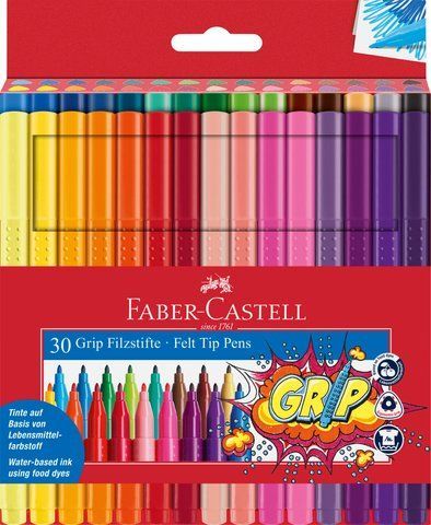 Фломастеры трехгранные Faber-Castell Grip felt-tip pen, 30 цветов, 155335 155335 фото