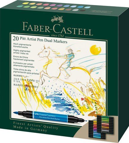 Набір двосторонніх маркерів Faber-Castell Pitt Artist Pen Dual Marker, 20 кольорів, 162020 162020 фото