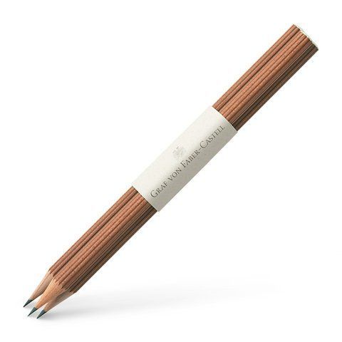 Олівці чорнографітні Graf von Faber-Castell 3 Graphite Pencils Brown, корпус коричневий, 3 штуки, 118637 118637 фото
