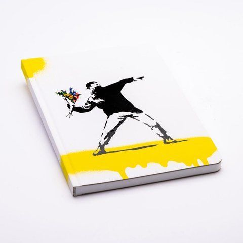 Блокнот з кам'яного паперу Pininfarina BANKSY Flower &laquo;Метатель квітів&raquo;, формат А5, 128 аркушів в лінію PNF1421BSKFL фото