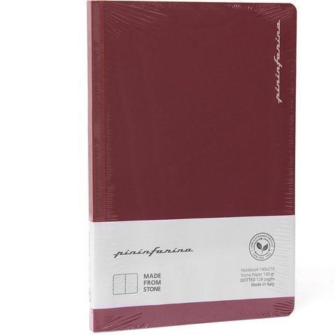 Блокнот з кам'яного паперу Pininfarina Notebook Stone Paper, обкладинка бордова , формат А5, 128 аркушів в крапку PNF1421DORE фото